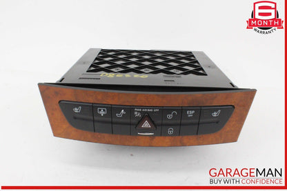 03-09 Mercedes W211 E320 Center Console Hazard Switch Control Panel Wood OEM