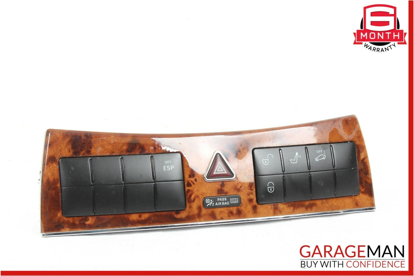 05-09 Mercedes W209 CLK350 Dash Heated Seat ESP Hazard Switch Control Wood OEM