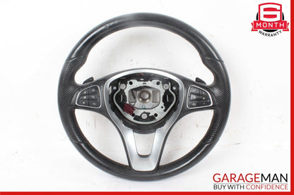 15-18 Mercedes W205 C300 GLC300 Steering Wheel Black w/ Paddle Shifters Assy OEM