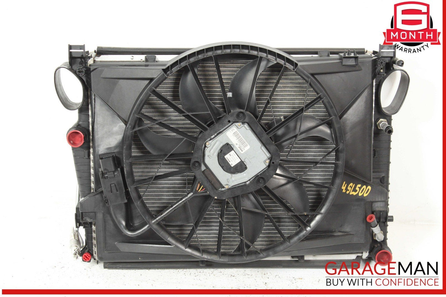 03-06 Mercedes R230 SL500 Engine Motor Cooling Radiator Fan Shroud A/C Condenser