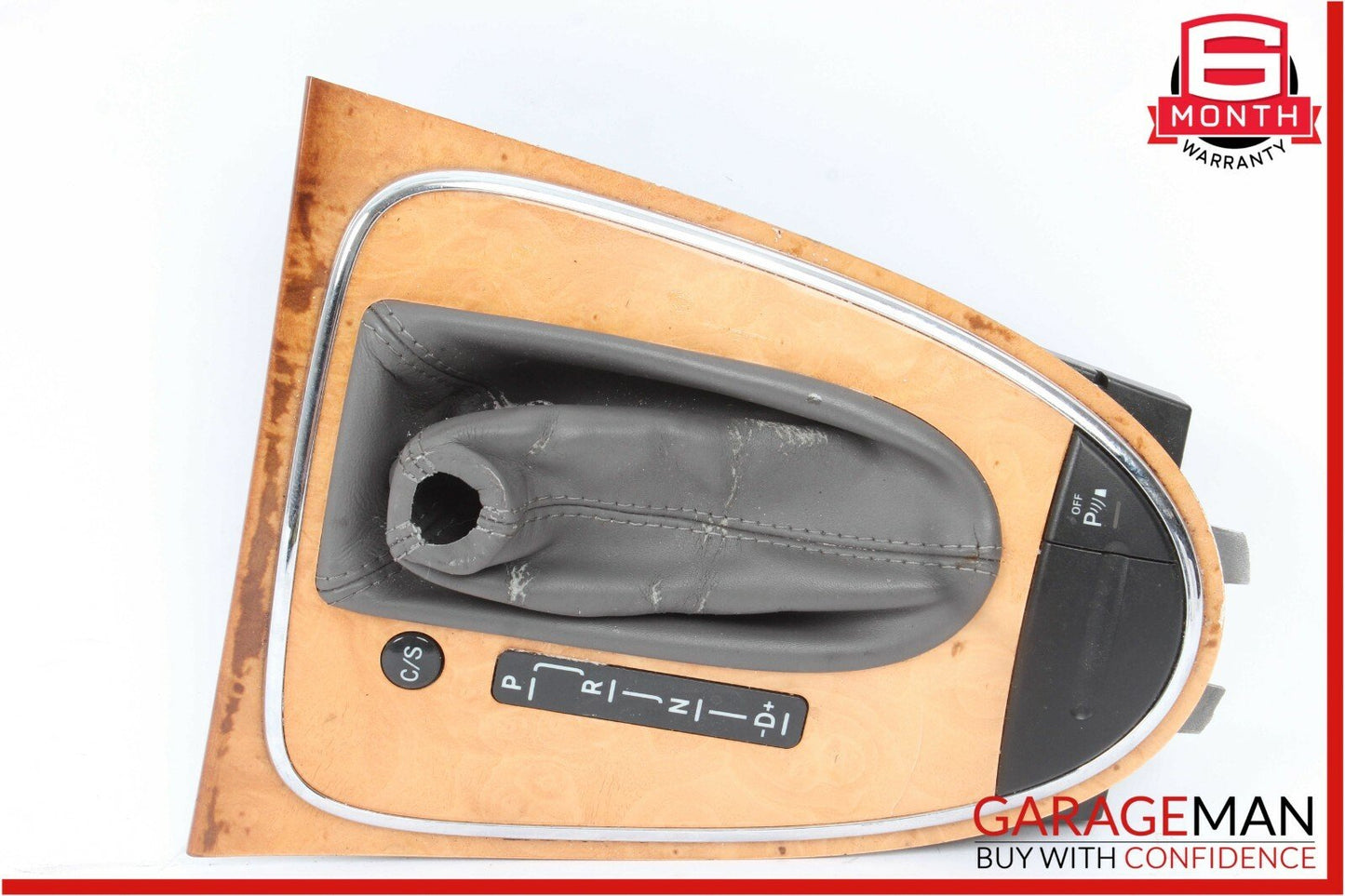 07-09 Mercedes W211 E350 E500 Floor Shift Shifter Knob Boot Cover Trim Wood OEM