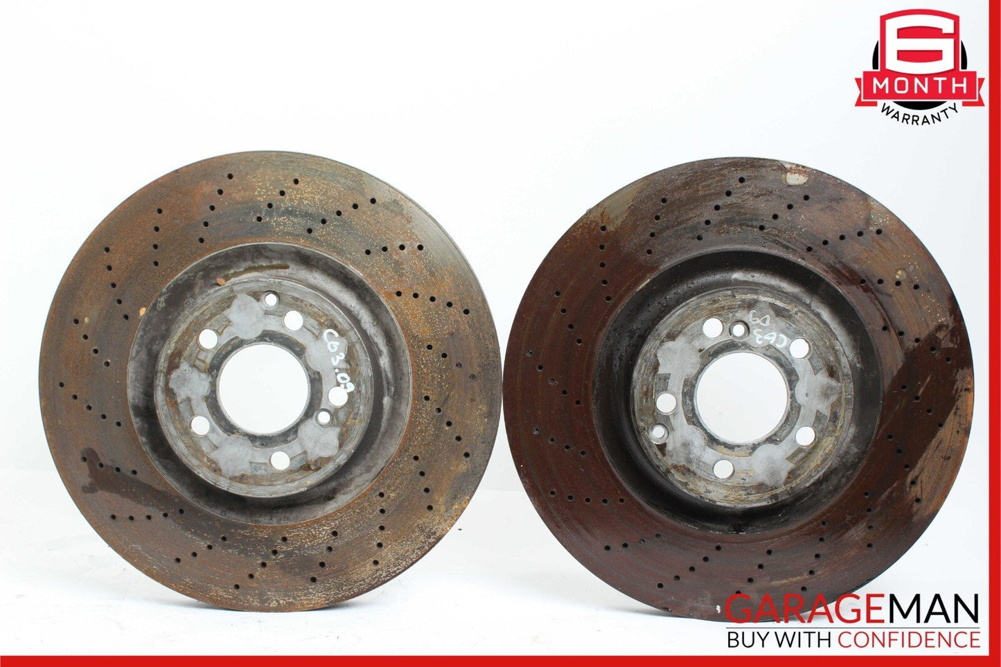08-14 MERCEDES W204 C63 AMG REAR RIGHT & LEFT SIDE BRAKE ROTOR DISC SET OEM