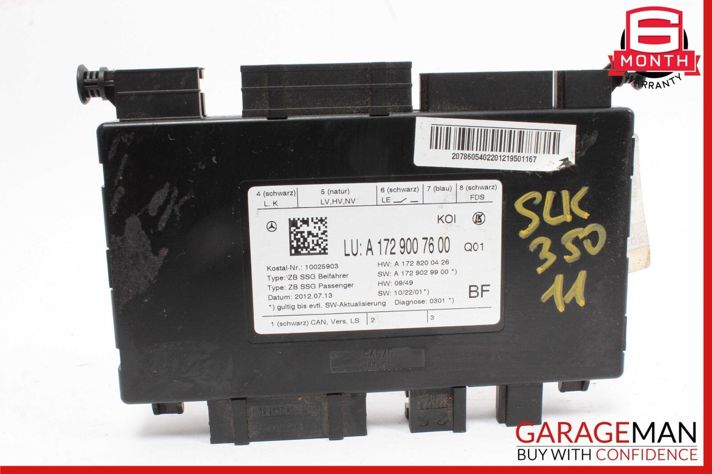 08-20 Mercedes SLK300 SLC300 C350 E350 Front Right Side Seat Control Module