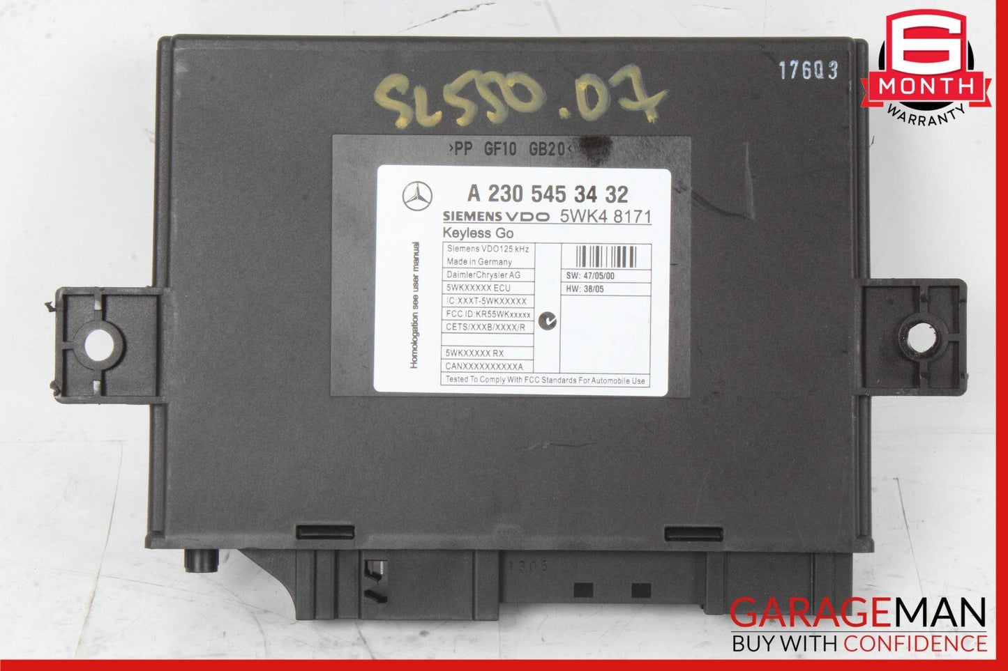 07-08 Mercedes R230 SL550 SL55 AMG Keyless Go Entry Controller Module