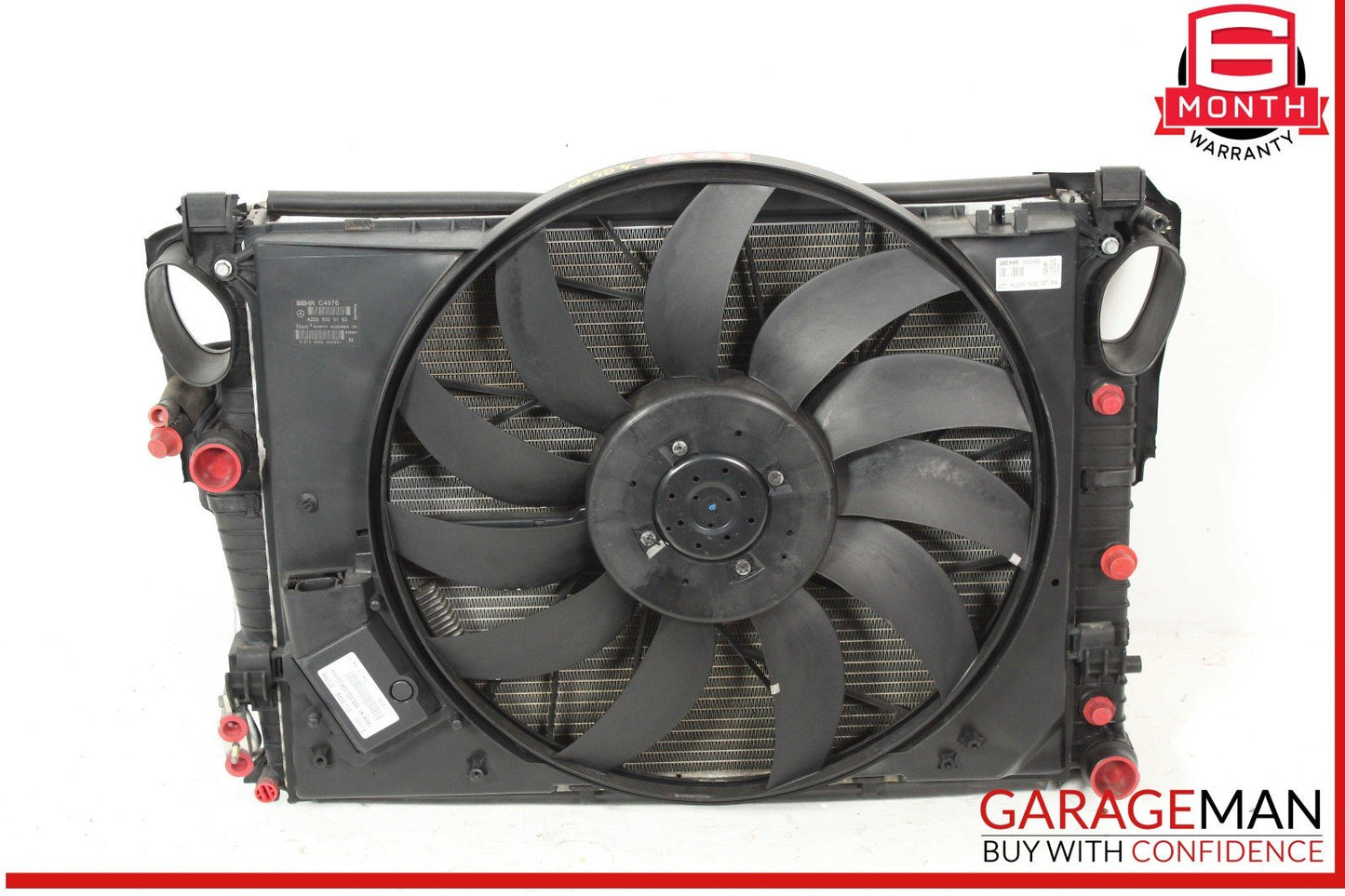 02-06 Mercedes W220 S430 Engine Motor Cooling Fan Shroud w/ Radiator OEM