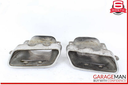 10-14 Mercedes W221 S400 Hybrid Rear Bumper Exhaust Muffler Tips Set of 2 OEM