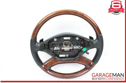 10-14 Mercedes W221 S550 S600 Steering Wheel w/ Paddle Shifters Black Wood OEM