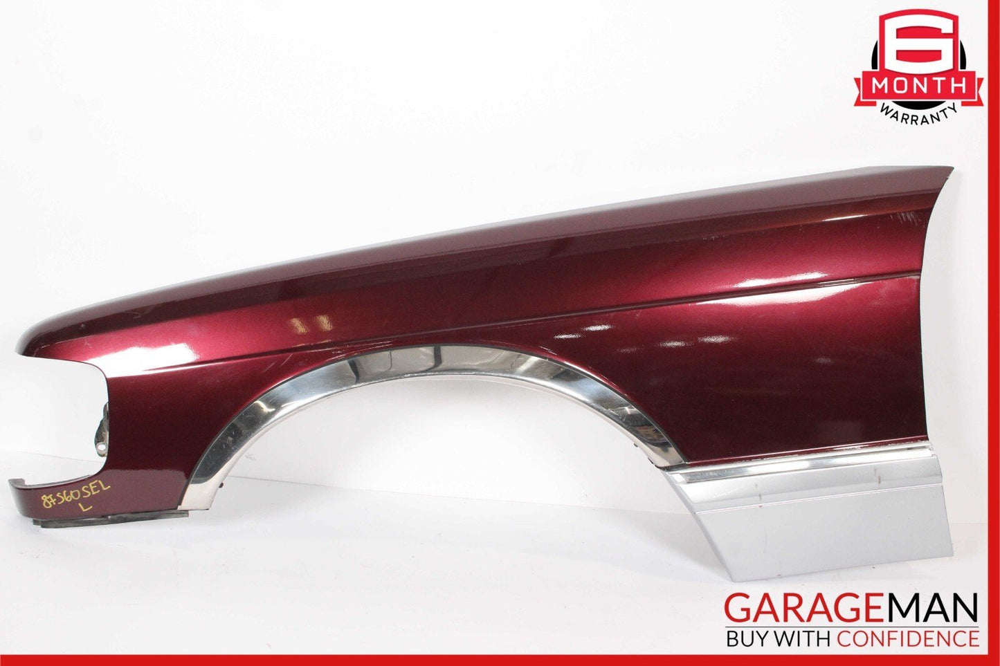 79-91 Mercedes W126 420SEL Front Left Side Wing Fender Panel Cover Assy Red