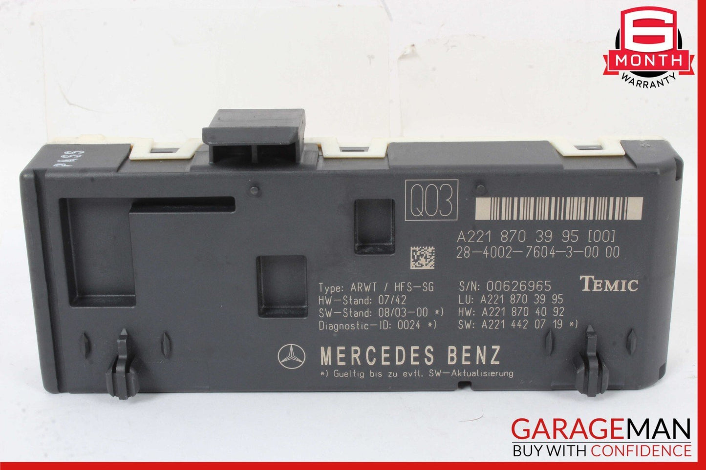 07-14 Mercedes W221 S400 CL550 Trunk Release Remote Open Close Module OEM