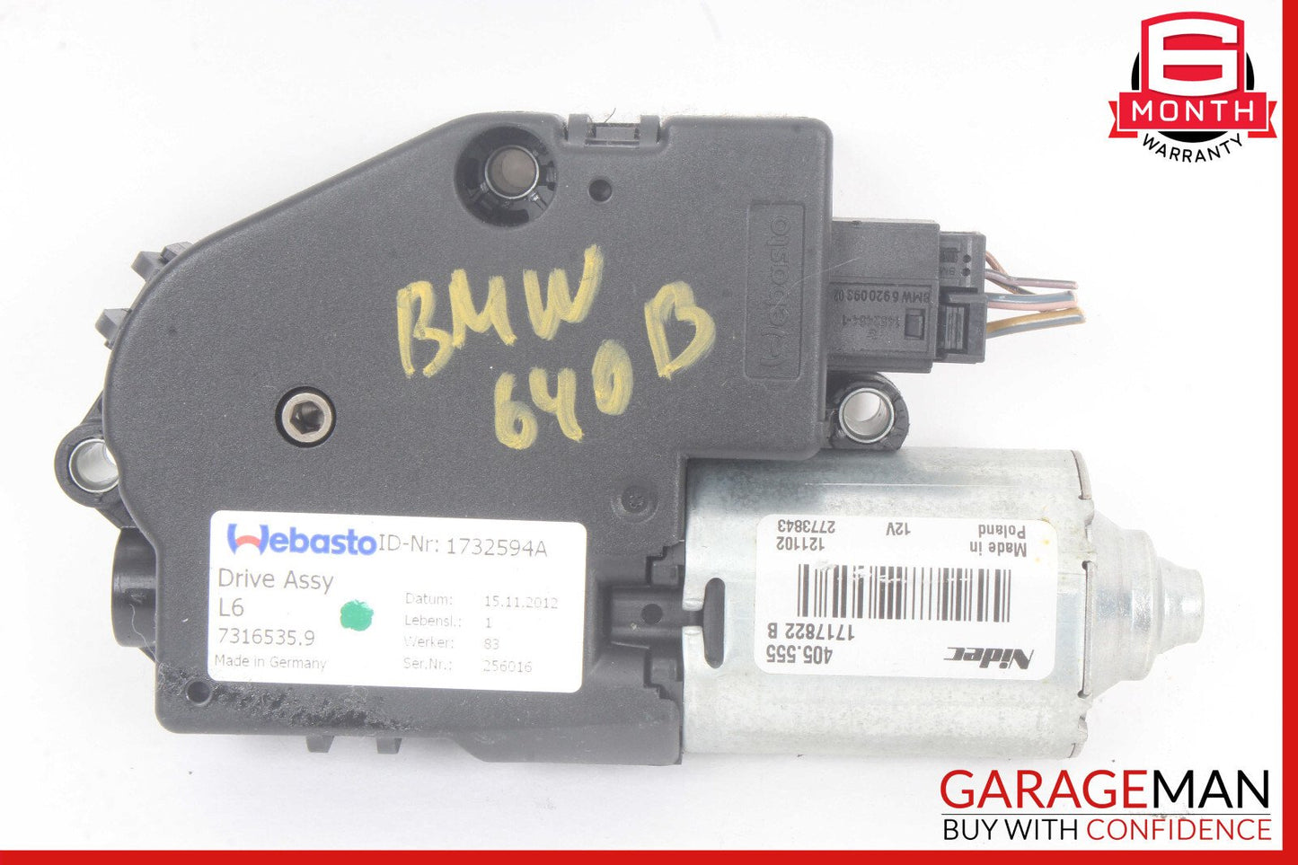 13-19 BMW 640i F06 Sunroof Motor 7316535 OEM
