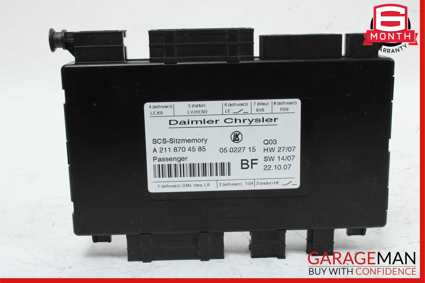 03-12 Mercedes W219 CLS550 CLS63 AMG Front Right Seat Control Module