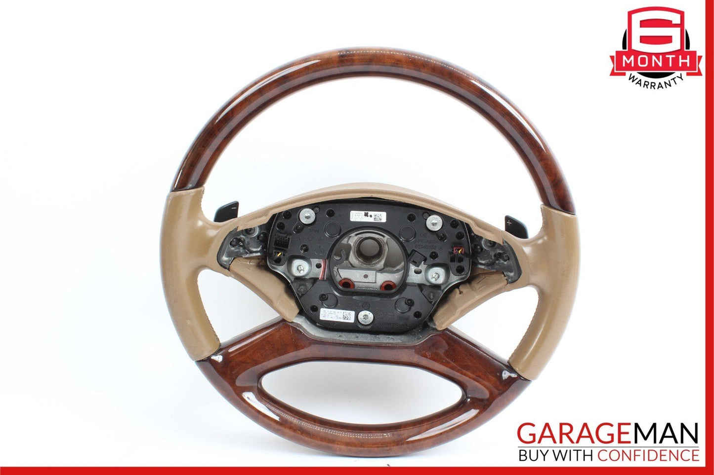10-13 Mercedes W221 S550 S600 Steering Wheel w/ Paddle Shifters Black Wood OEM