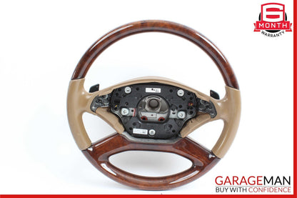 10-13 Mercedes W221 S550 S600 Steering Wheel w/ Paddle Shifters Black Wood OEM