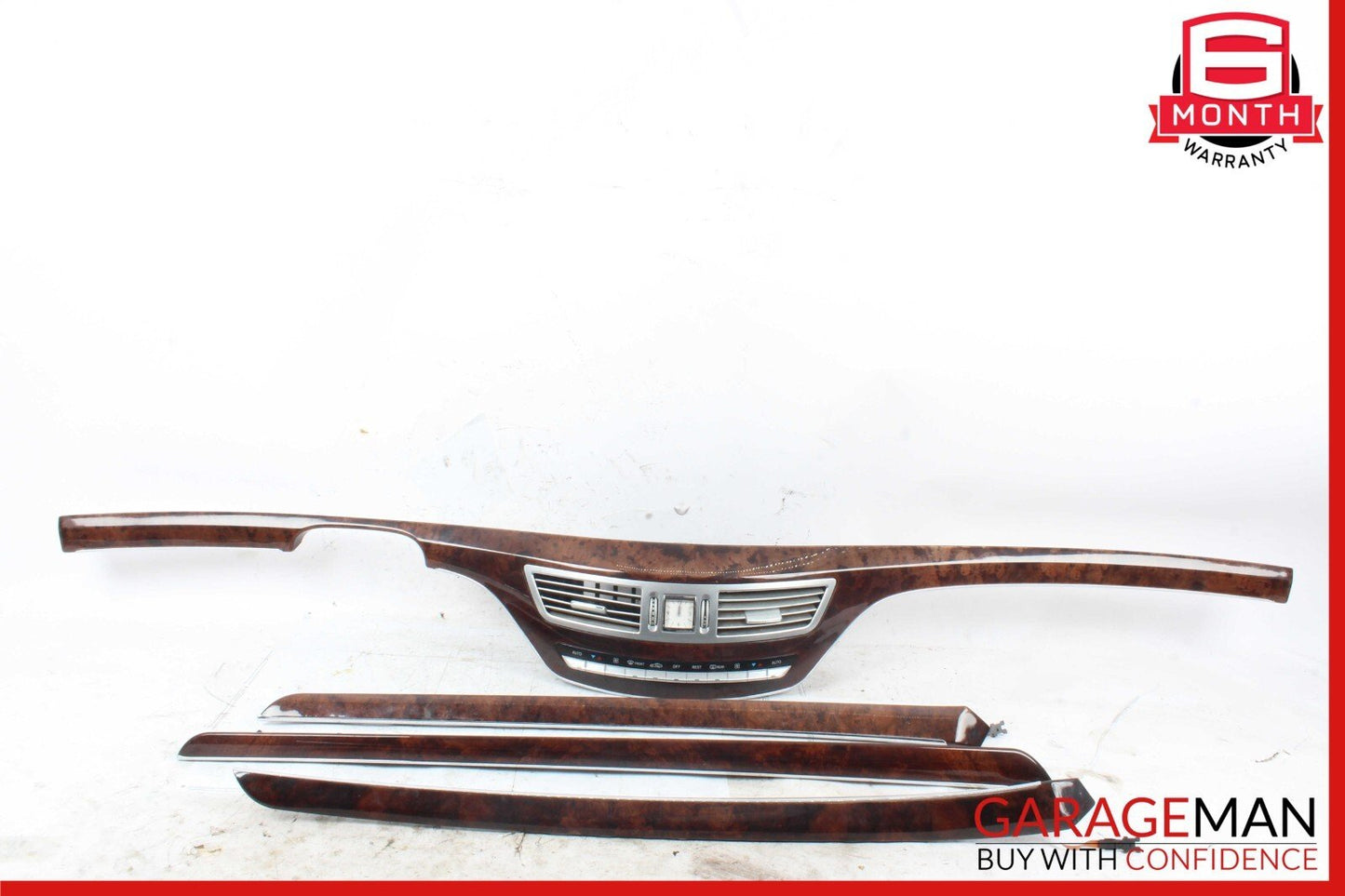 07-13 Mercedes W221 S550 Dash Center Cover Panel Air Vent w/ Door Wood Bezel Set