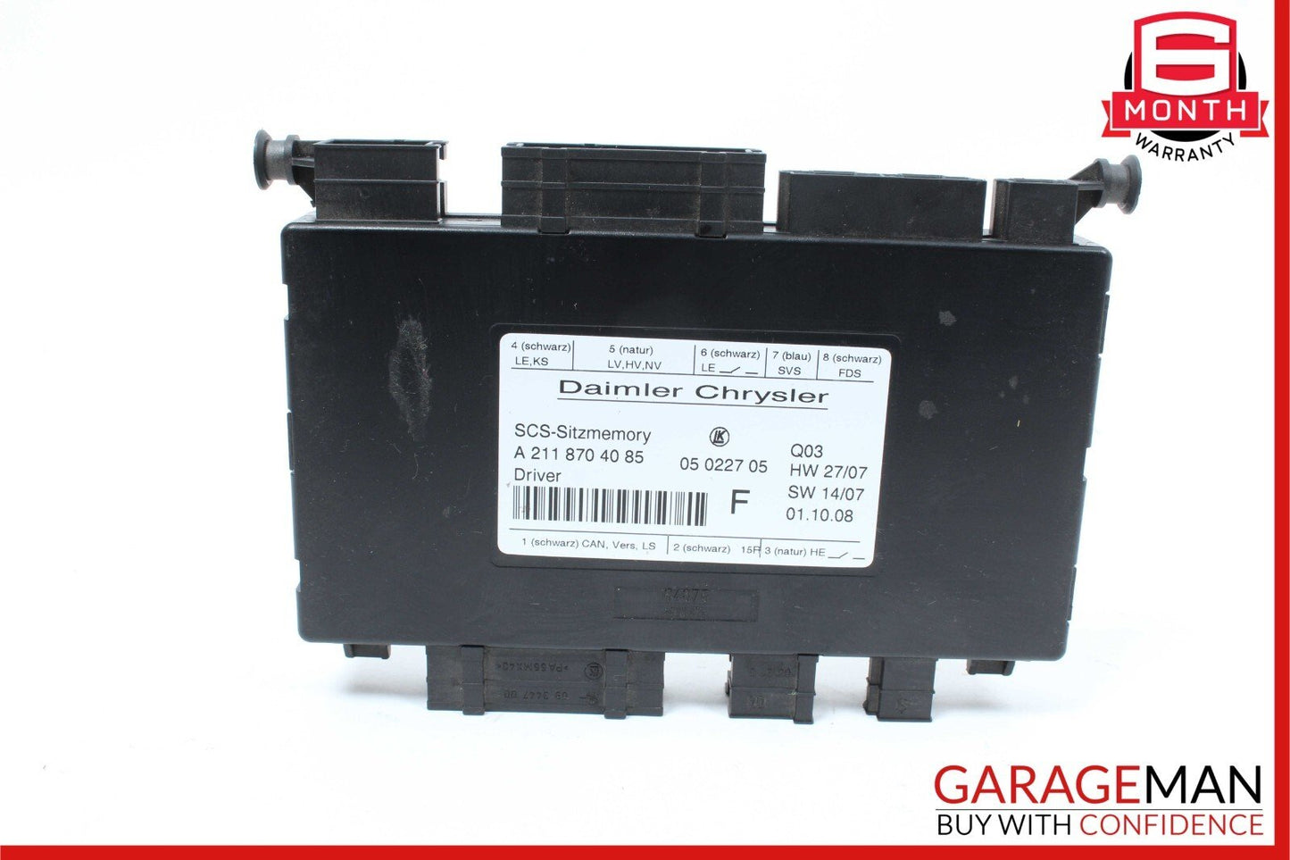 03-12 Mercedes GL450 CLS550 ML500 E63 AMG Front Left Side Seat Control Module