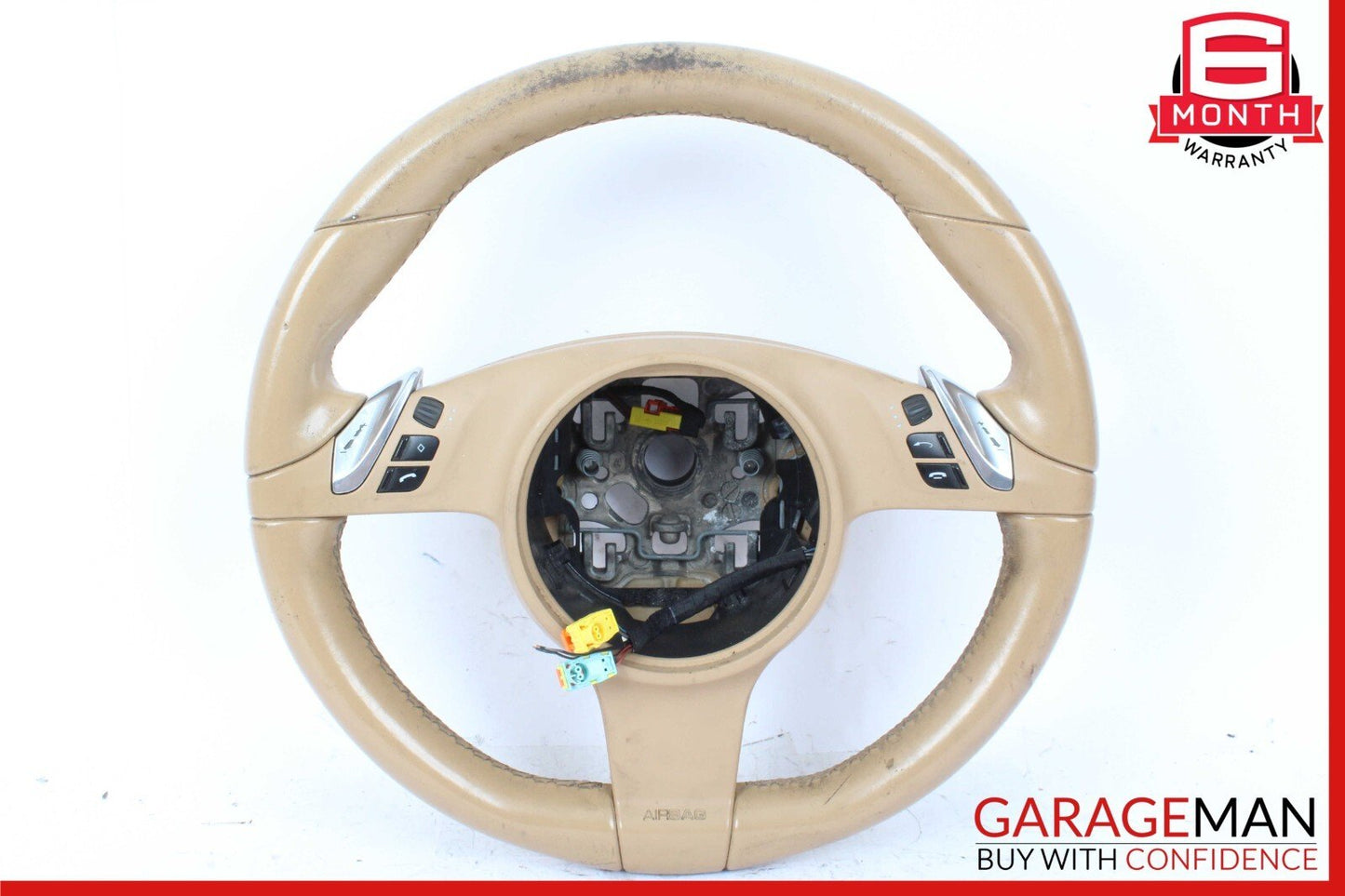11-14 Porsche Cayenne 958 Steering Wheel w/ Paddle Shifters Beige OEM
