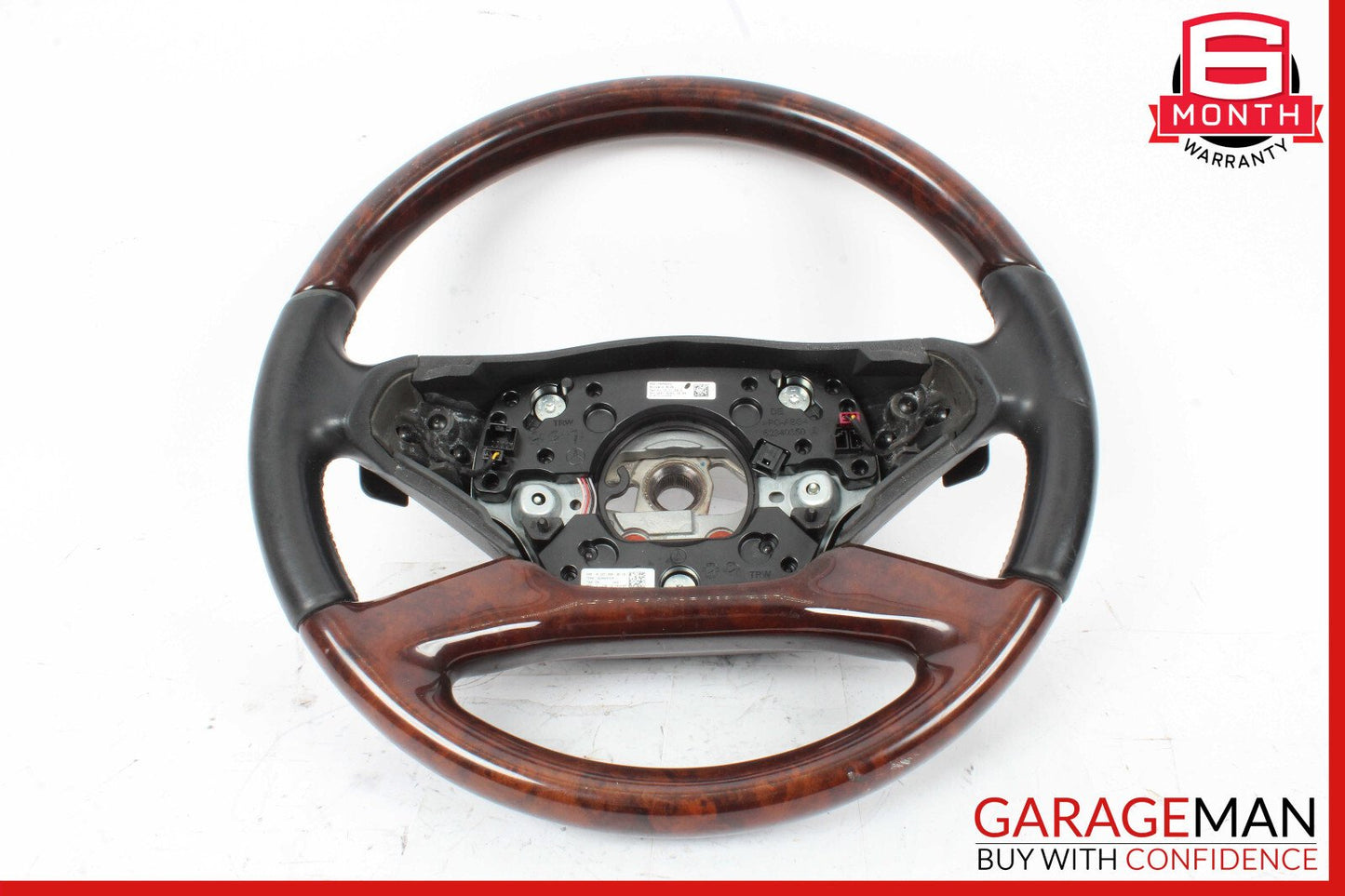 10-14 Mercedes W221 S550 S600 Steering Wheel w/ Paddle Shifters Black Wood OEM
