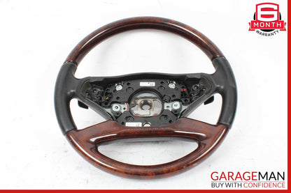 10-14 Mercedes W221 S550 S600 Steering Wheel w/ Paddle Shifters Black Wood OEM