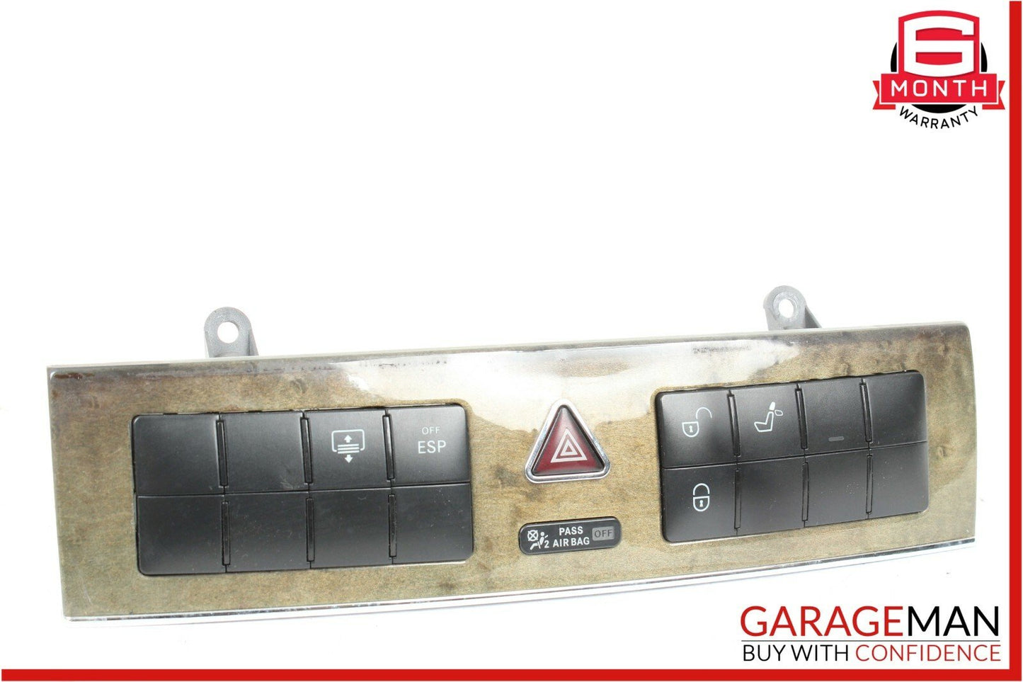 05-07 Mercedes W203 C230 Dashboard Door Lock Hazard Light Control Switch Walnut