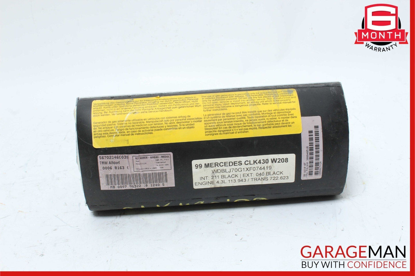 97-03 Mercedes W208 CLK430 CLK320 Front Right Dashboard Airbag Air Bag OEM