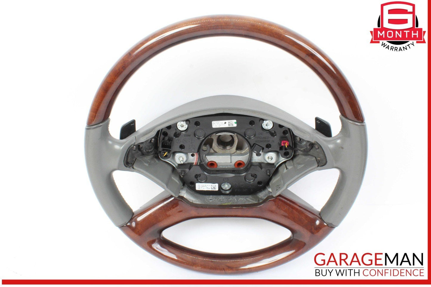 10-14 Mercedes W221 S550 S600 Steering Wheel w/ Paddle Shifters Gray Wood OEM