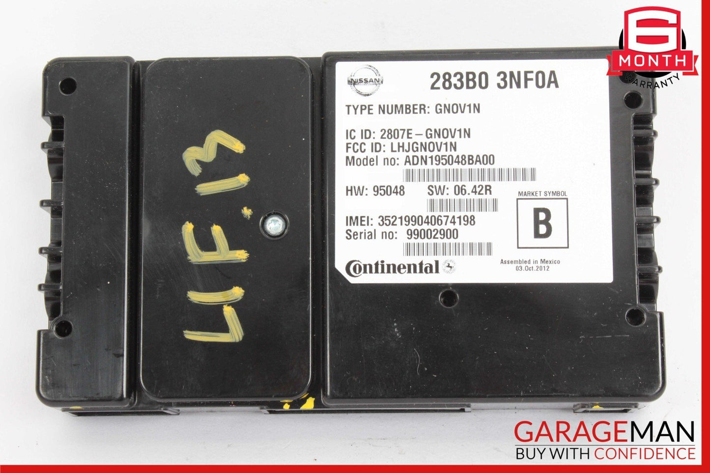 13-17 Nissan Leaf Telematics Communication Control Module 283B03NF0A