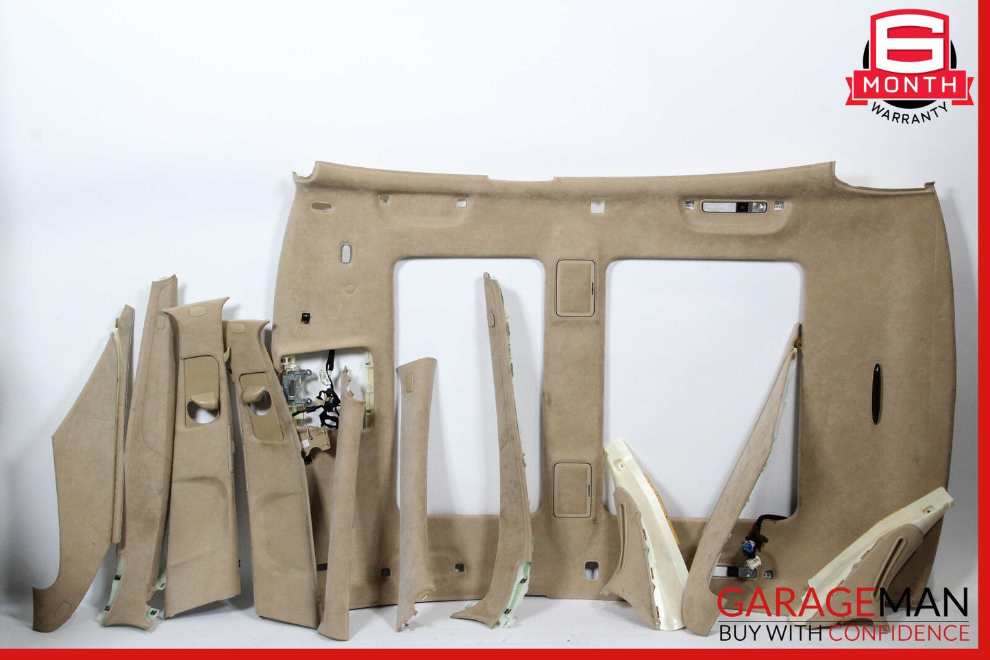 07-09 Mercedes W221 S600 Roof Headliner Pillar Trim Assembly Suede Alcantara