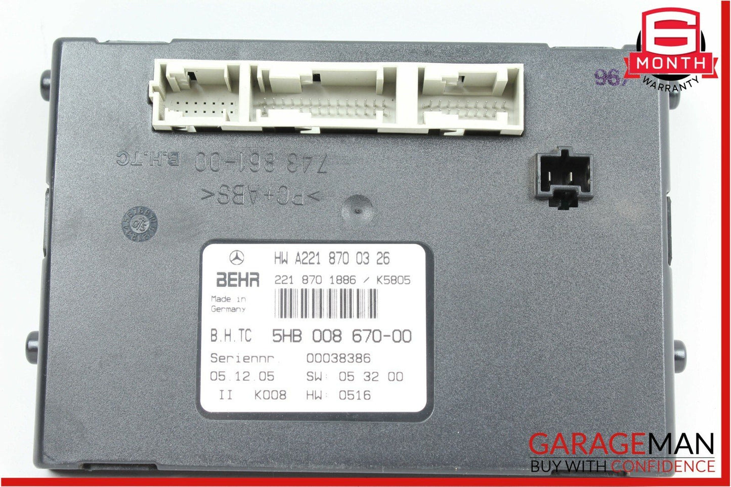 07-09 Mercedes W221 S550 S63 AMG AC A/C Air Heater Blower Climate Control Module