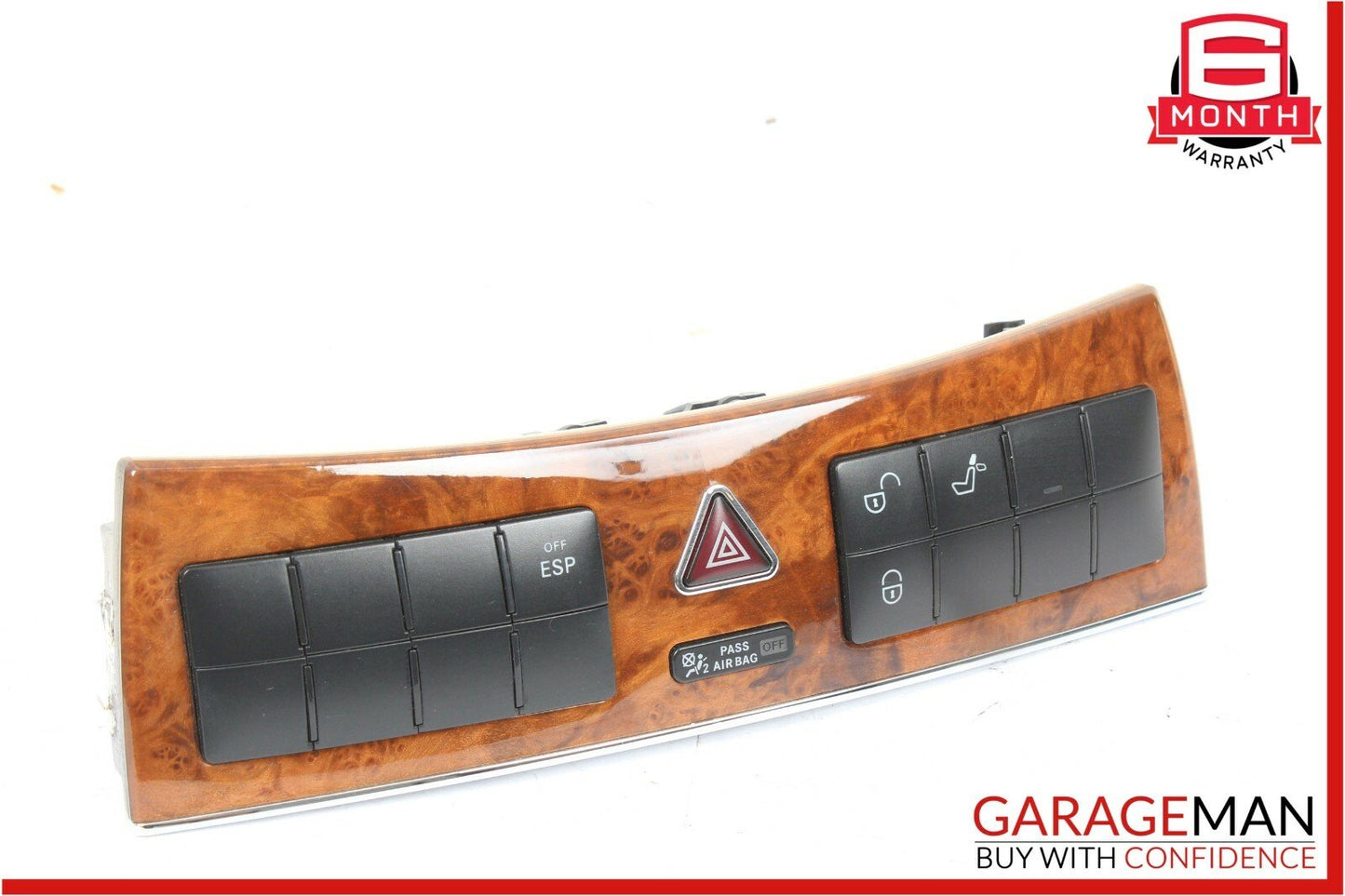 05-09 Mercedes W209 CLK350 Dash Heated Seat ESP Hazard Light Control Switch Wood