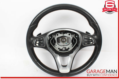15-18 Mercedes W205 C300 GLC300 Steering Wheel Black w/ Paddle Shifters Assy OEM