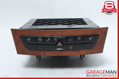 07-09 Mercedes W211 E350 E550 Hazard Light Door Lock Switch Control Panel Wood