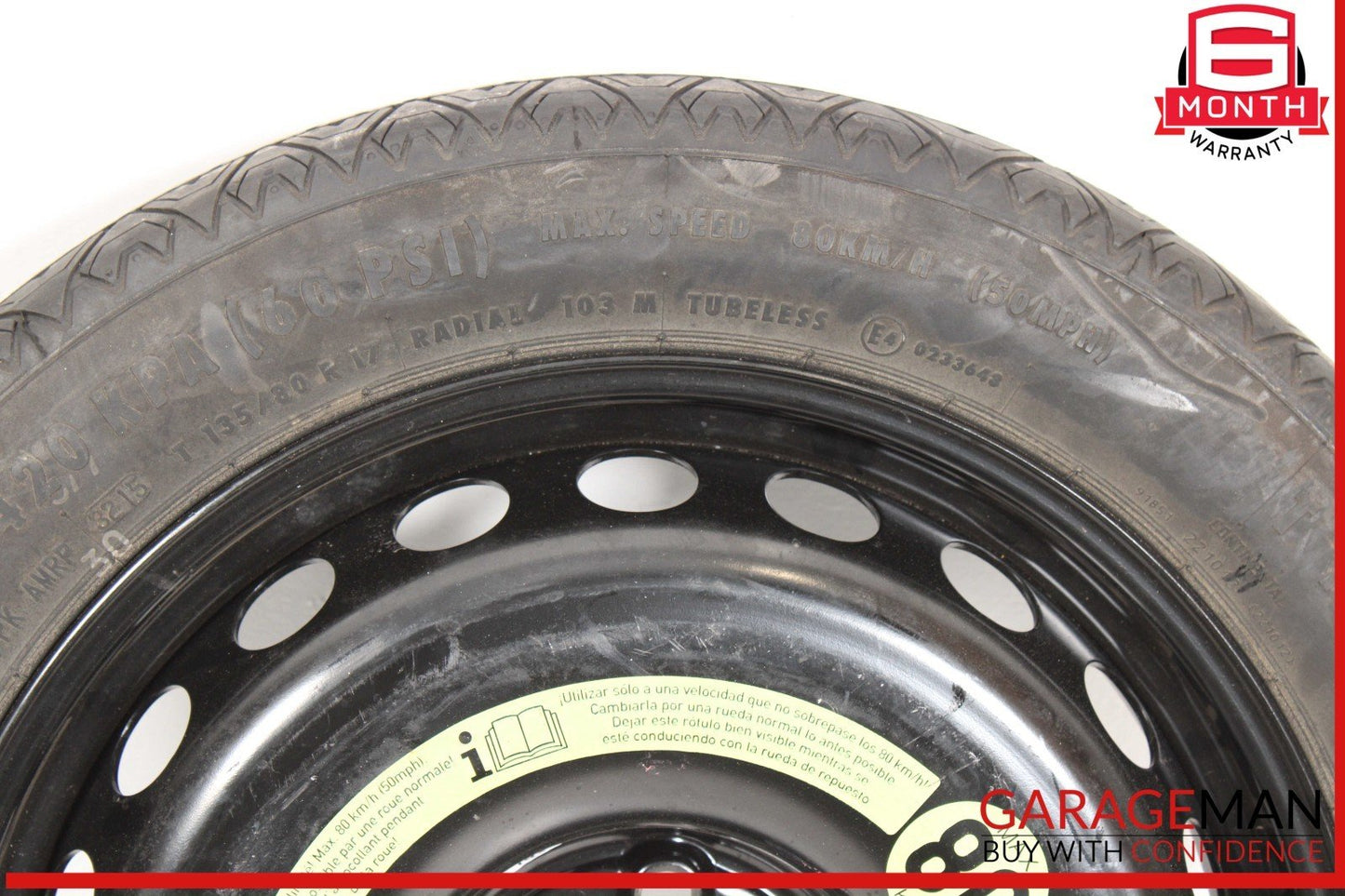 10-17 Mercedes W207 E400 C250 Coupe Donut Spare Tire Wheel Rim 135 80 17" OEM
