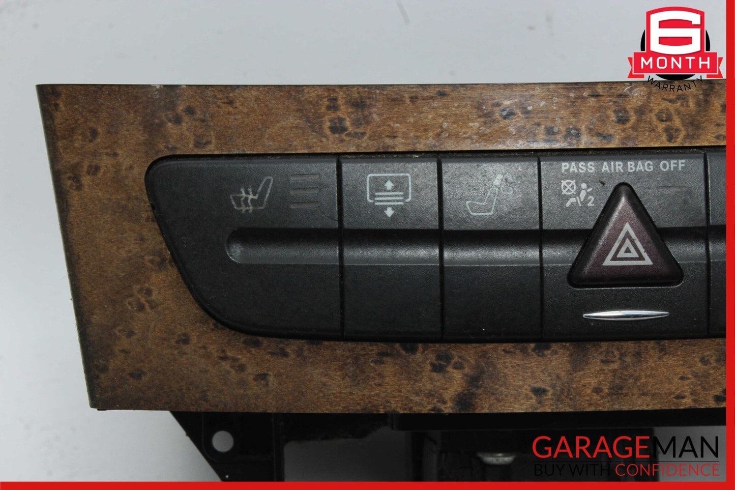 03-09 Mercedes E320 E500 CLS63 AMG Hazard Light Switch Control Panel Dark Wood