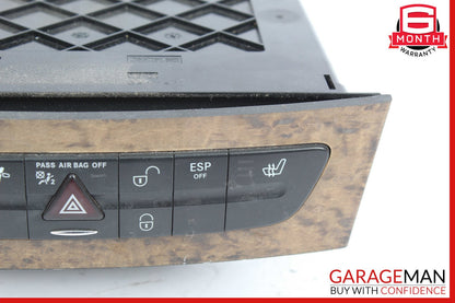07-09 Mercedes W211 E350 E550 Hazard Light Door Lock Switch Panel Control Wood