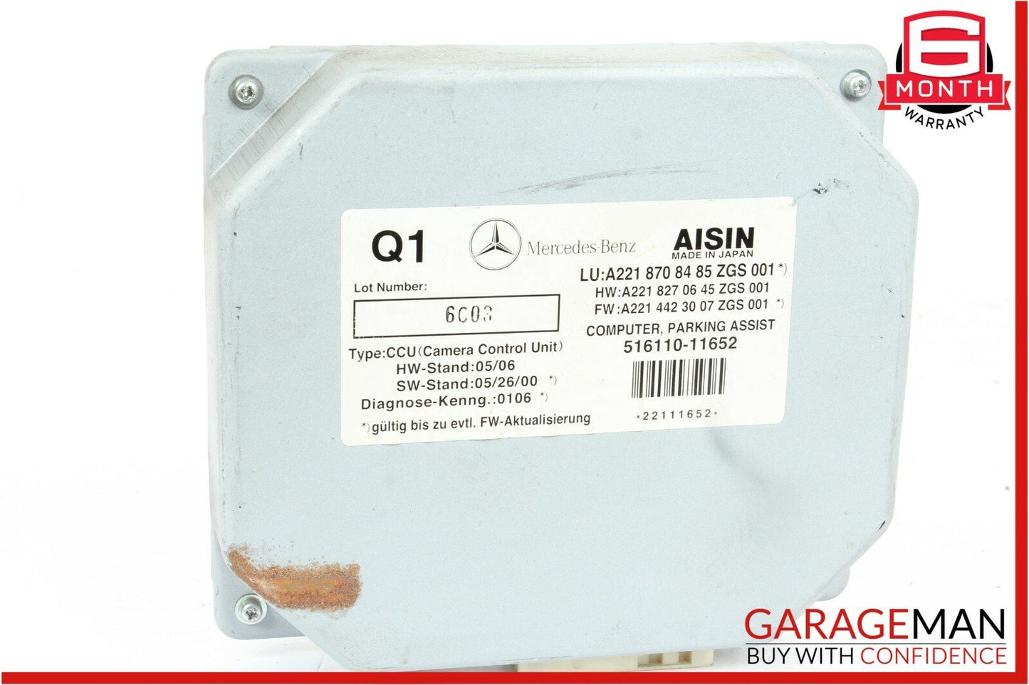 07-14 Mercedes W221 S550 CL550 Rear View Backup Camera Control Controller Module