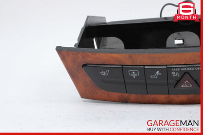 07-09 Mercedes W211 E350 E550 Hazard Control Door Lock Switch Panel Wood OEM