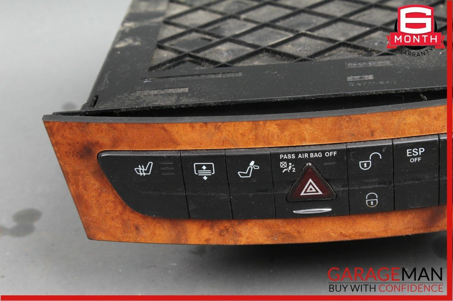 03-09 Mercedes W211 E350 CLS500 Hazard Light Door Lock Control Switch Dark Wood