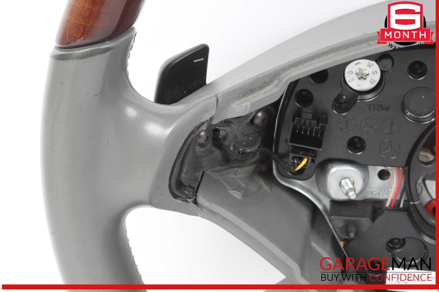 10-14 Mercedes W221 S550 S600 Steering Wheel w/ Paddle Shifters Gray Wood OEM