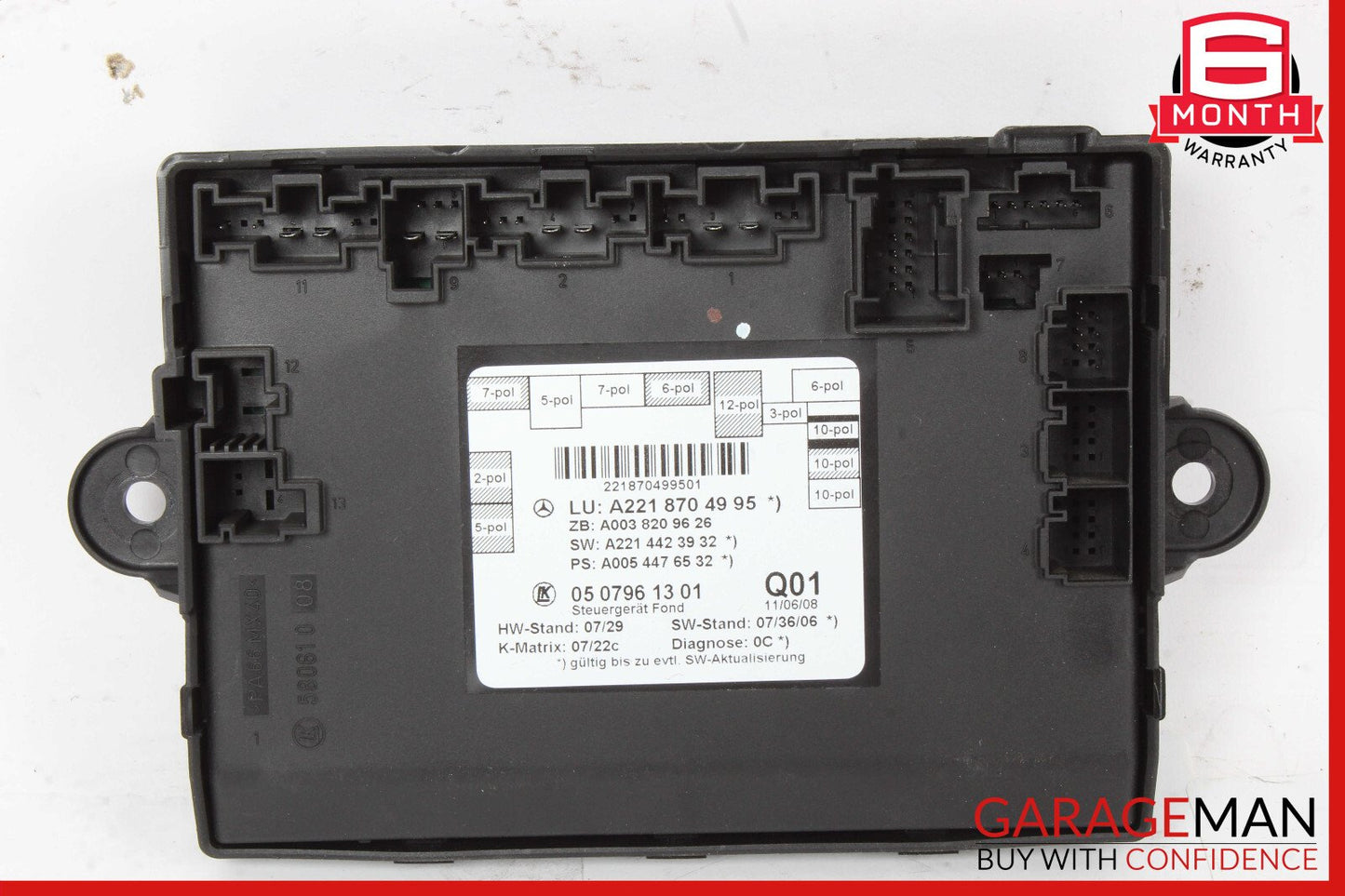 07-13 Mercedes W221 S550 S400 Rear Left / Right Side Door Controller Module Unit
