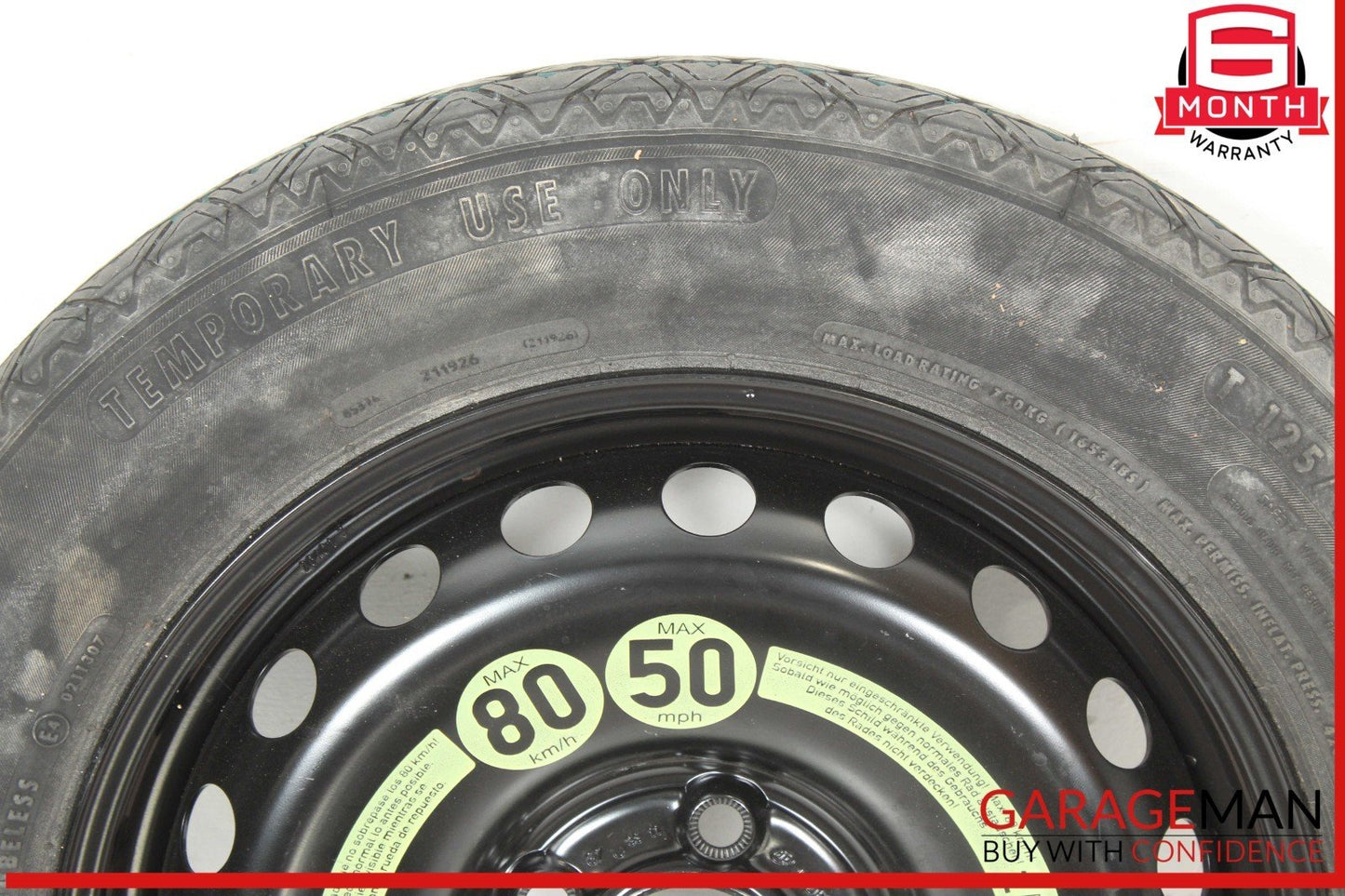 08-14 Mercedes W204 C250 C300 Emergency Spare Tire Donut Wheel Rim 125 90 16"