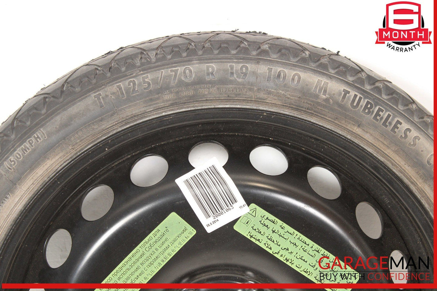 09-16 Audi S4 A4 B8 Spare Tire Wheel Rim  T125/70R19 OEM