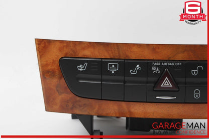 03-09 Mercedes W211 E350 E500 Hazard Door Lock Switch Control Panel Wood OEM