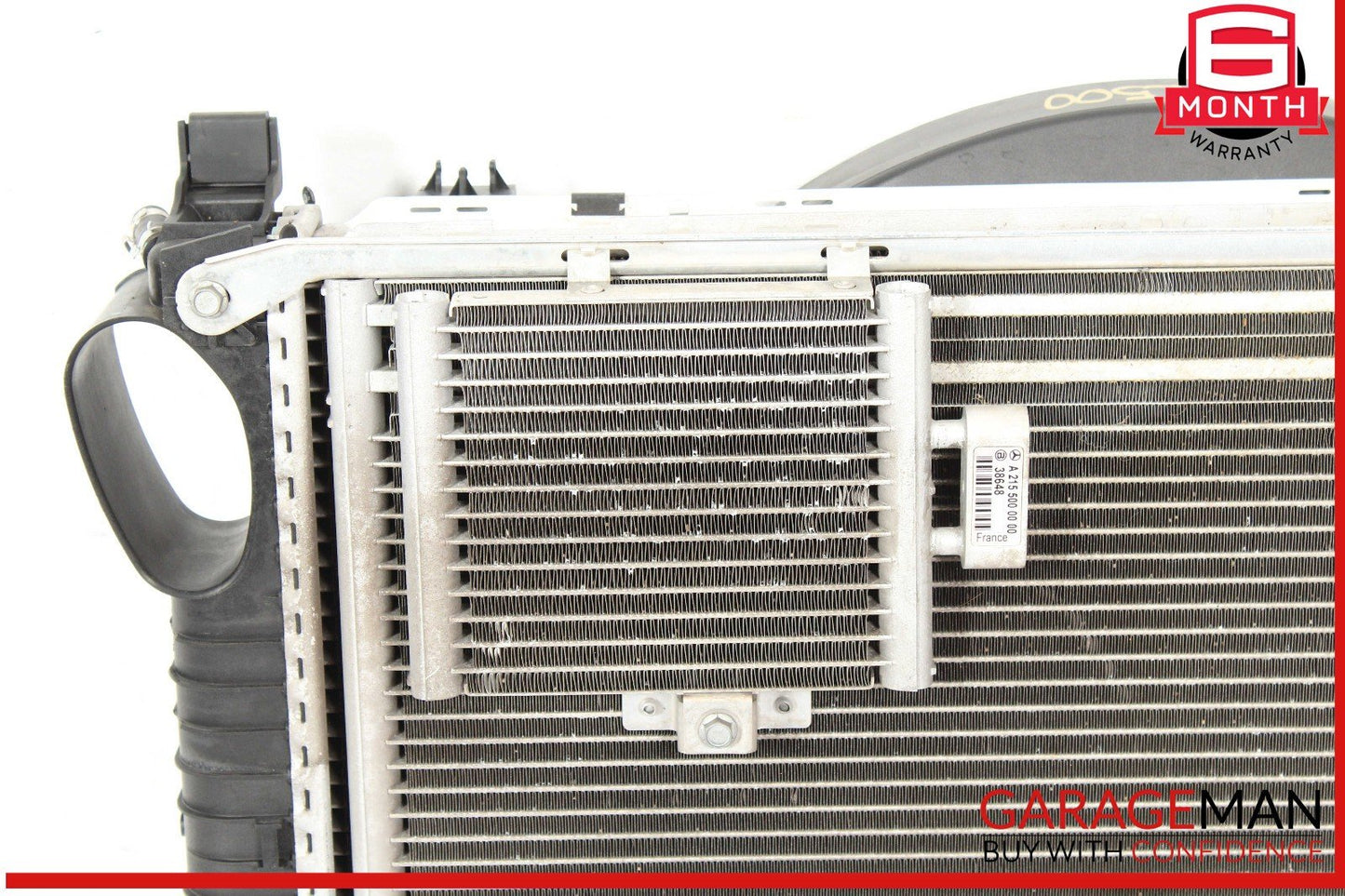 03-06 Mercedes R230 SL500 Engine Motor Cooling Radiator Fan Shroud A/C Condenser