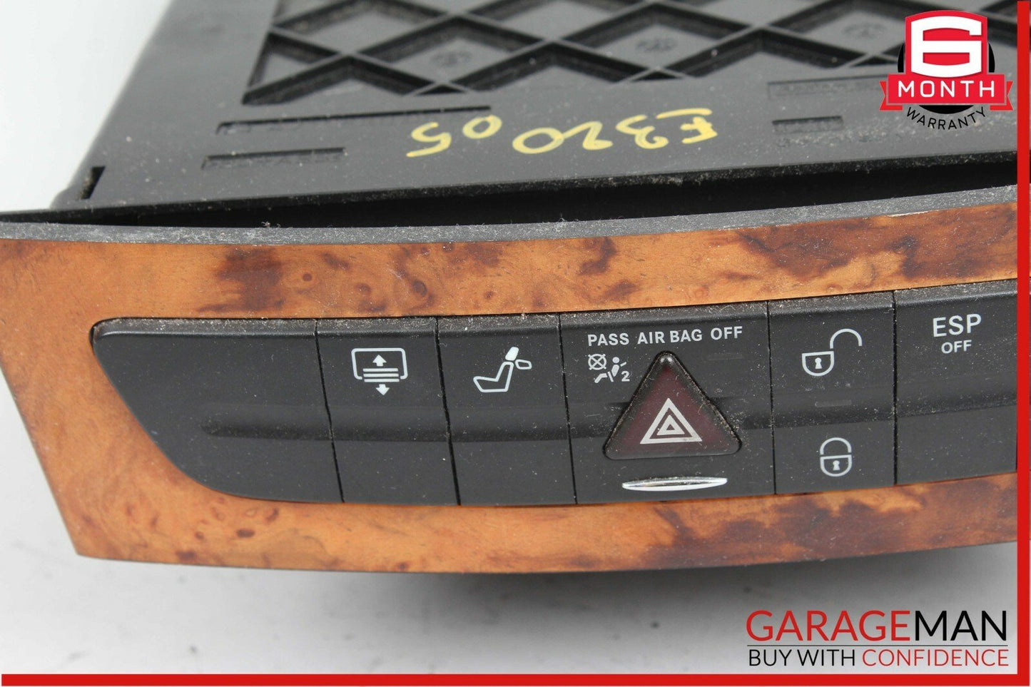 03-09 Mercedes W211 E550 E320 CLS550 Hazard Light Door Lock Control Switch Wood