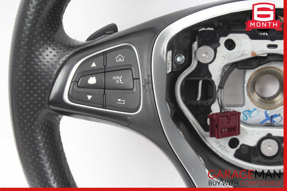 15-18 Mercedes W205 C300 GLC300 Steering Wheel Black w/ Paddle Shifters Assy OEM