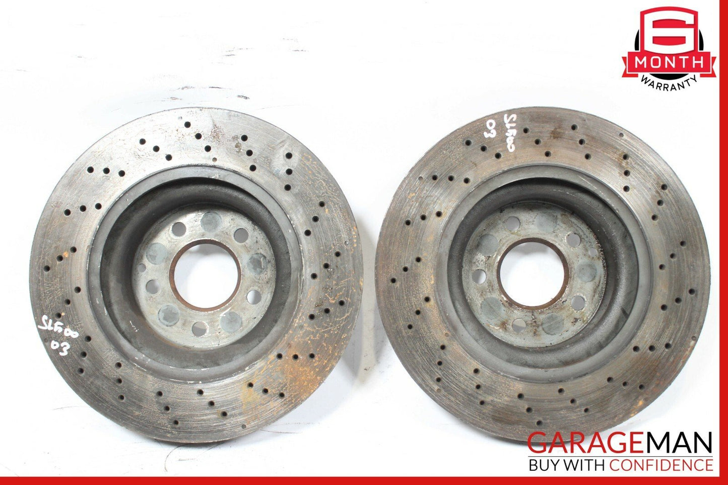 03-06 Mercedes R230 SL500 Front Left & Right Brake Rotors Disc Set of 2 Drilled