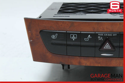 07-09 Mercedes W211 E350 E550 Hazard Light Door Lock Switch Control Panel Wood
