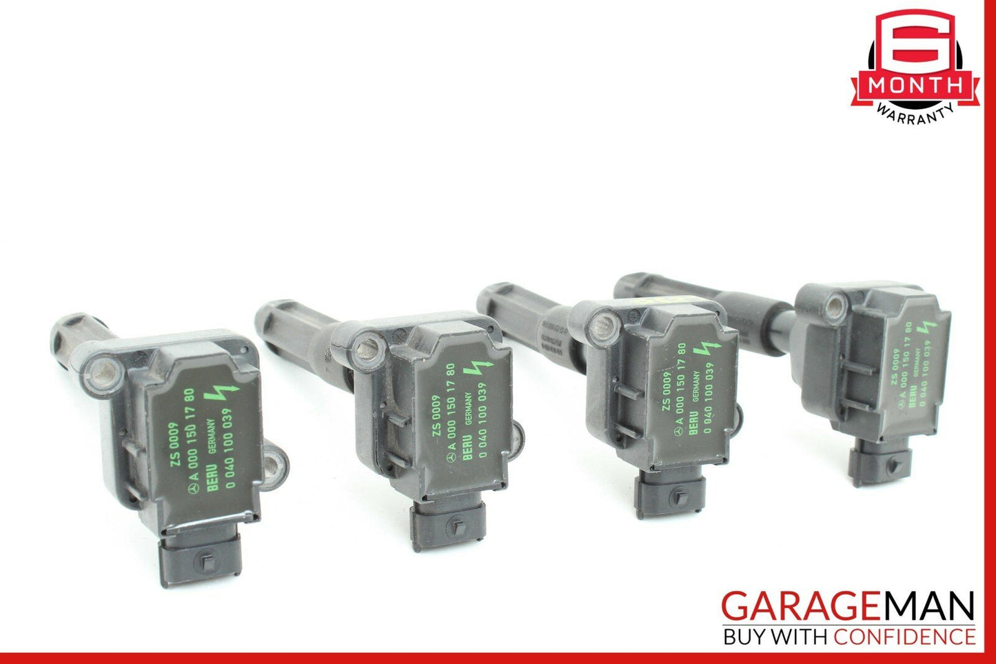 01-04  Mercedes R170 SLK230 Engine Ignition Coil Spark Plug Set of 4 Pc Assembly