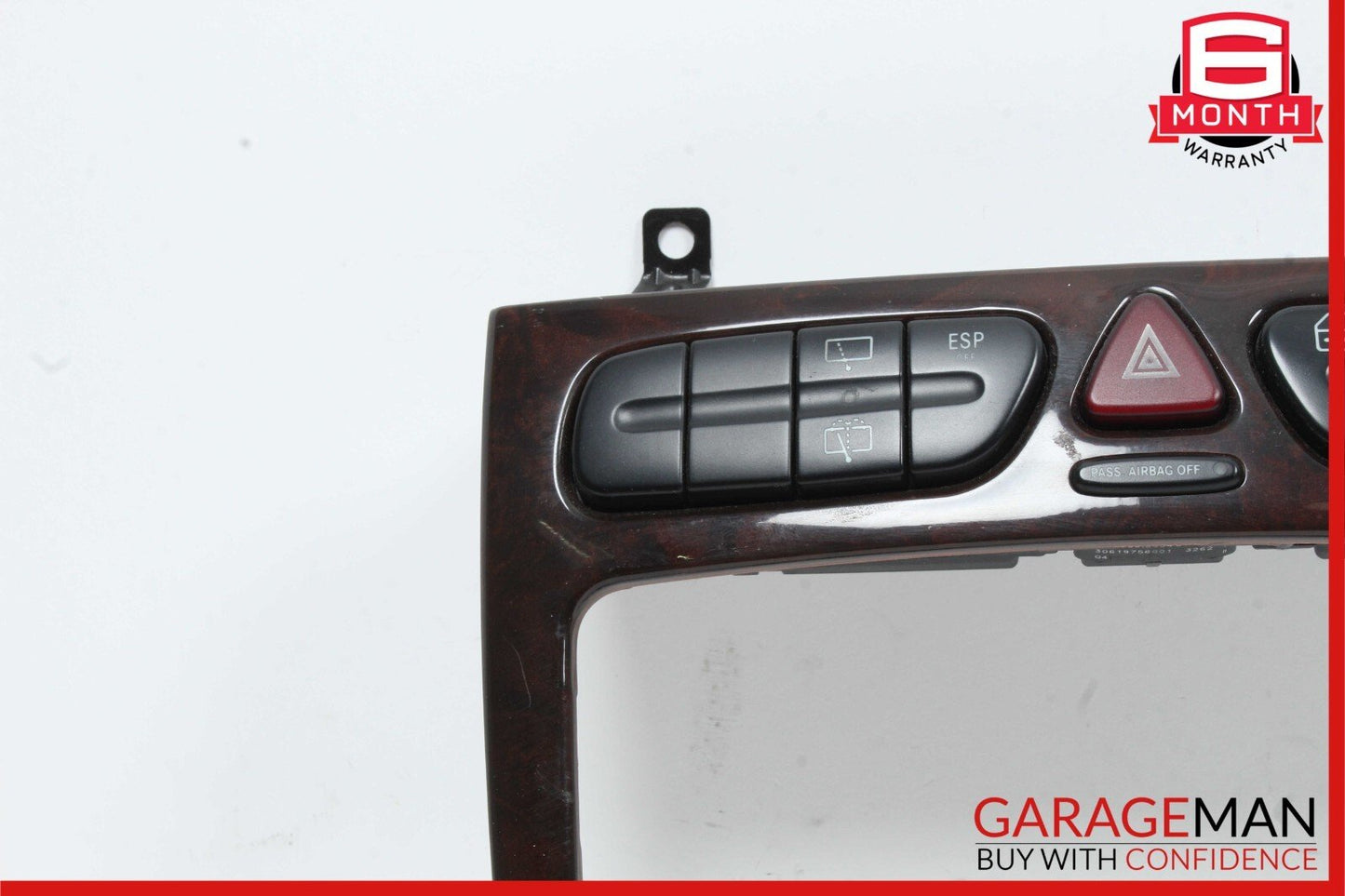 01-04 Mercedes W203 C240 Center Console Radio Hazard Light Trim Panel Bezel Wood