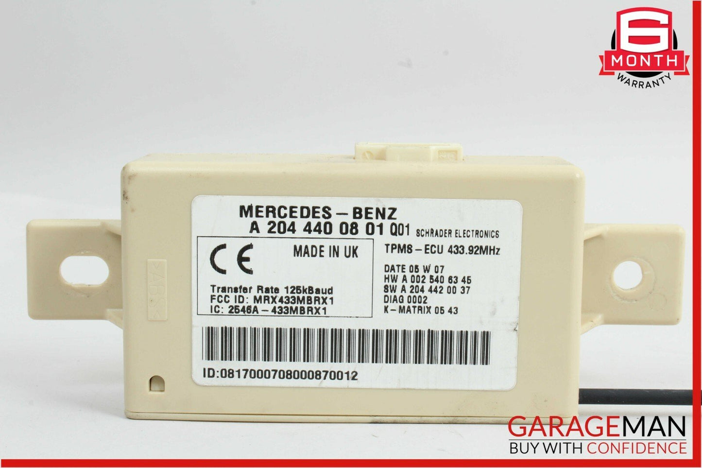 08-11 Mercedes W204 C300 TPMS Tire Pressure Monitoring System Module Unit